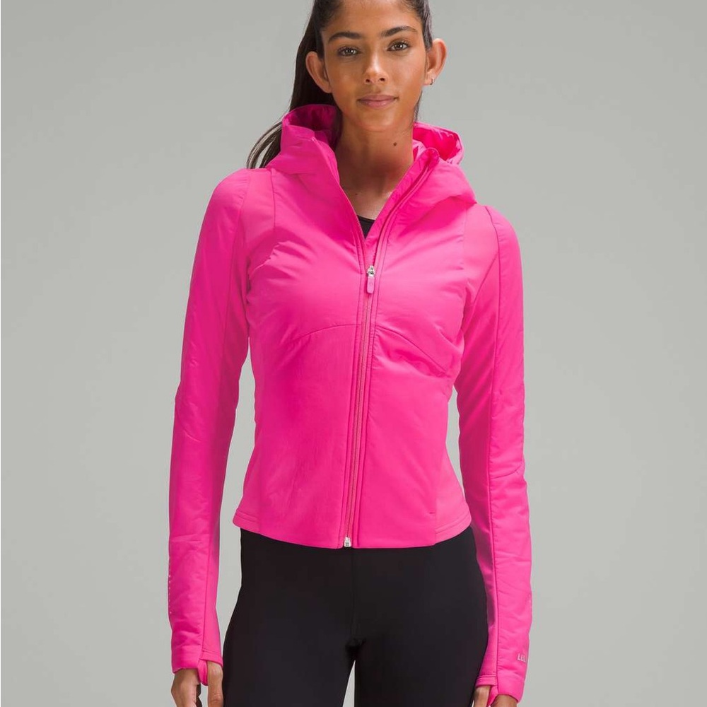 Brand New with Tags - Lululemon Push Your Pace Sonic Pink Hooded Jacket (size 8)